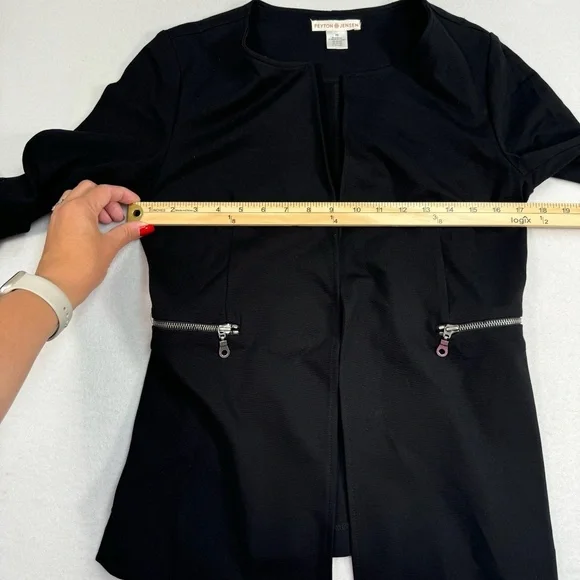 Peyton Jenson Open Front Blazer Jacket Womens Size XS Black - Picture 5 of 7